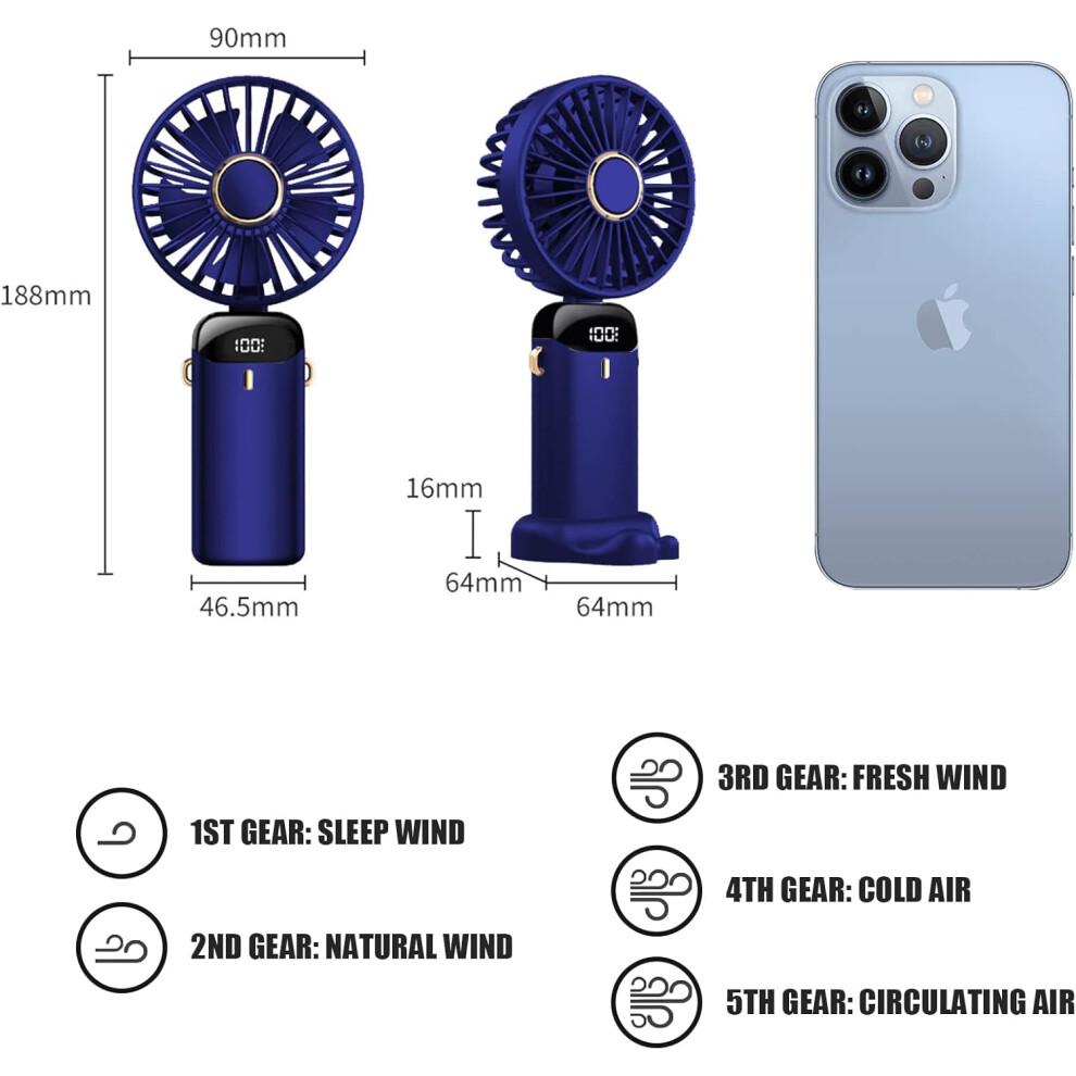 Portable USB Rechargeable Handheld Fan with LED Display