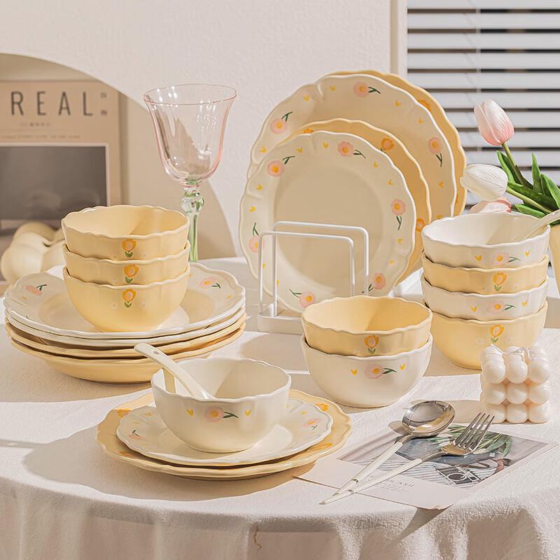 Kangmo French Chanson White Peony 35-Piece Matte Glazed Dinnerware Set