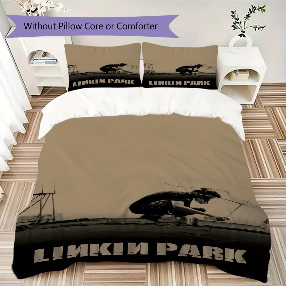 Linkin Park Pattern Bedding,Quilt Set Quilt Cover Pillowcase Home Birthday Gift(1 * duvet cover + 2 * pillowcase, without core)_lx