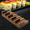 Wood Sushi Holder Hand Roll 5 Grid, Japanese, Decorative Taco Rack Tray Plate for