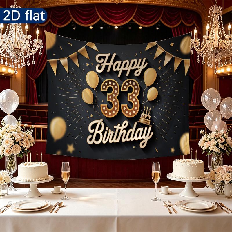 1pc Birthday & Wedding 33rd Number Elegant Hanging Banner