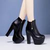 15см Маленький Размер 32-43 Сексуальные Экстремальные Блочные Высокие Каблуки Туфли Женские Ботинки Зима 2025 Толстая Платформа Ботильоны Модель Офис