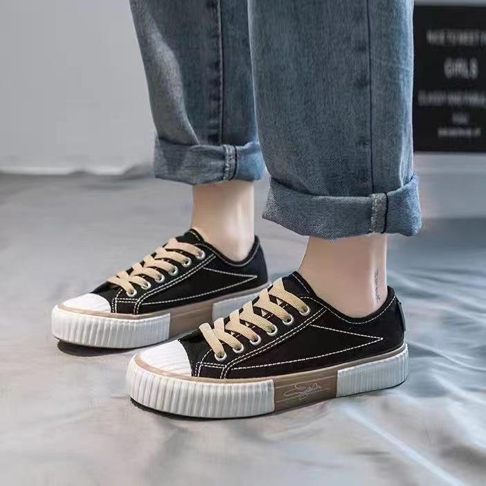 Spring and Autumn New Canvas Shoes Female Students Lace-up Board Shoes Biscuit Shoes Breathable Casual Women's Shoes Small White Shoes