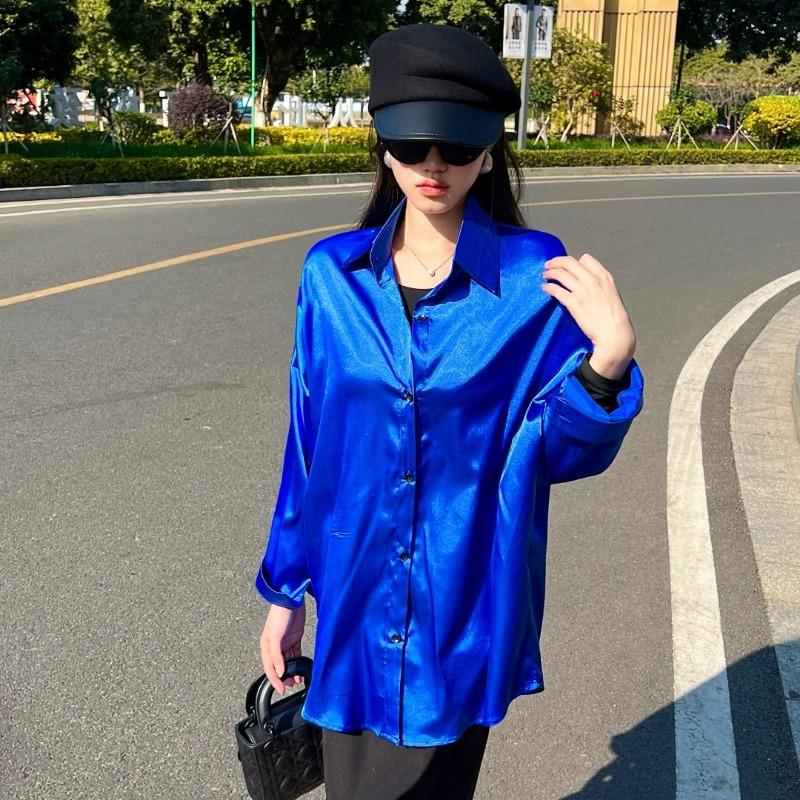 Новые модные повседневные рубашки с длинным рукавом для женщин, однотонные однобортные женские офисные топы больших размеров, блузки для женщин, простая свободная рубашка с солнцезащитным кремом 26226