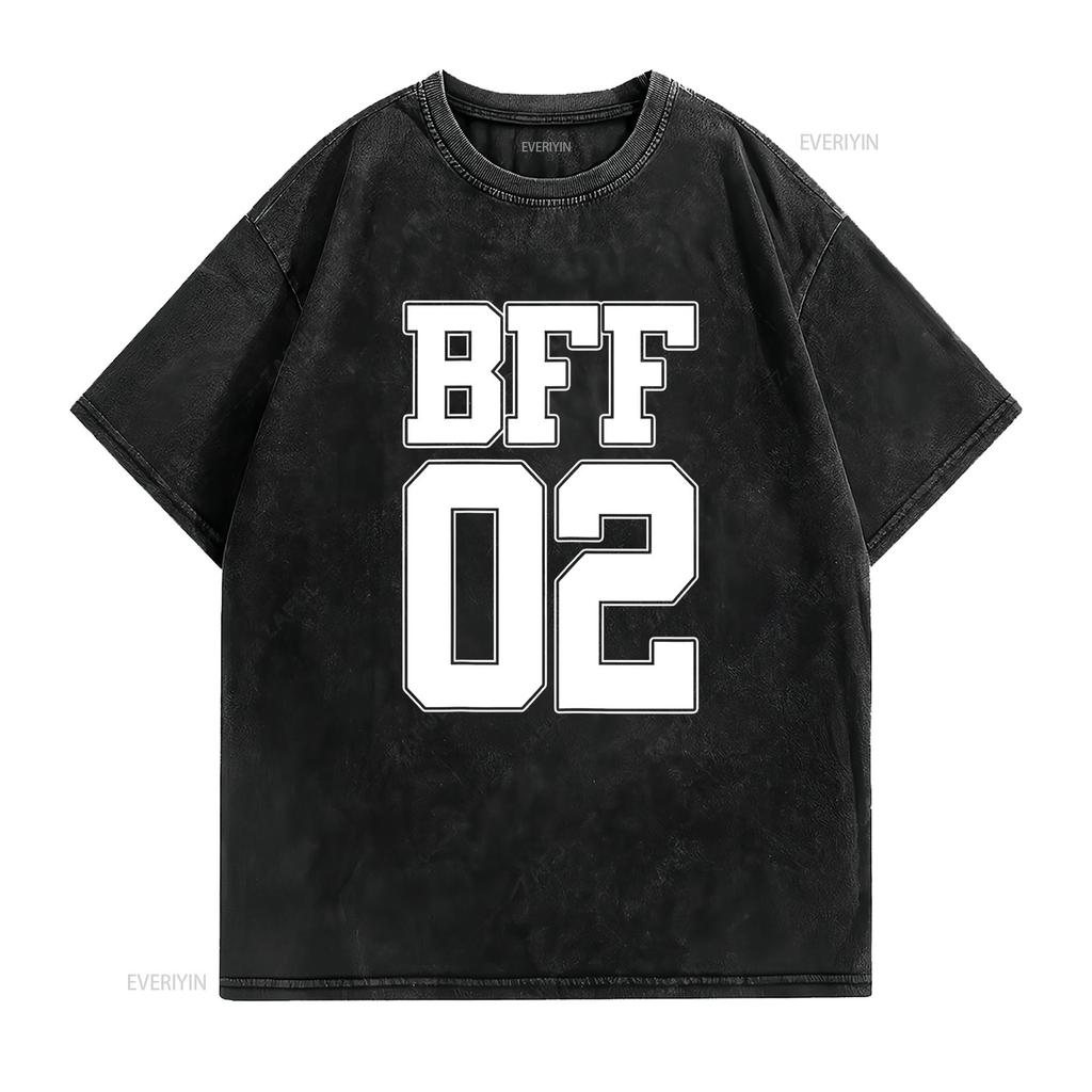 BFF 02 Парная футболка для лучших друзей Футболка на День дружбы для лучшей подруги/друга винтажная Стильная с графическим принтом Дышащая Повседневная мужская