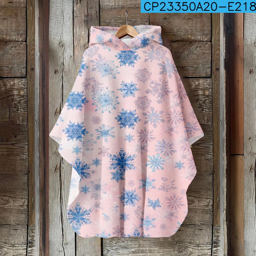 Женский плащ с капюшоном с 3D цифровой печатью – Рождественский винтажный стиль