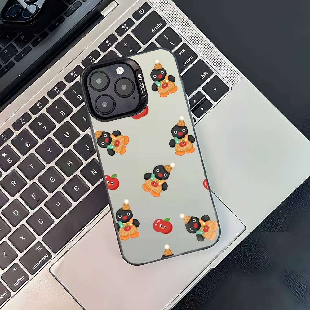 Funny Cartoon P-Pingu Phone Case For iPhone 16,15,14,13,12,11,Pro,XS,Max,Plus,Mini,SE4,E Black Matte Shockproof Cover