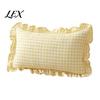 Vintage Ruffled Pillow Shams Ruffle Throw Cover, Cotton Plaid Case with Frill Edge, 18x18 Washable Decorative Pillowcases Inch 20x12 Cover for