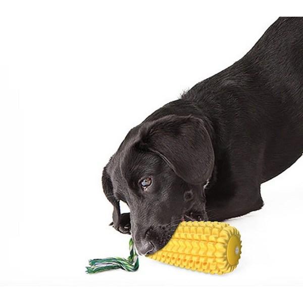Зубная щетка Dingdong Pet Dog с кукурузной нитью 5,5 x 14,7 см, желтая, 1 шт.