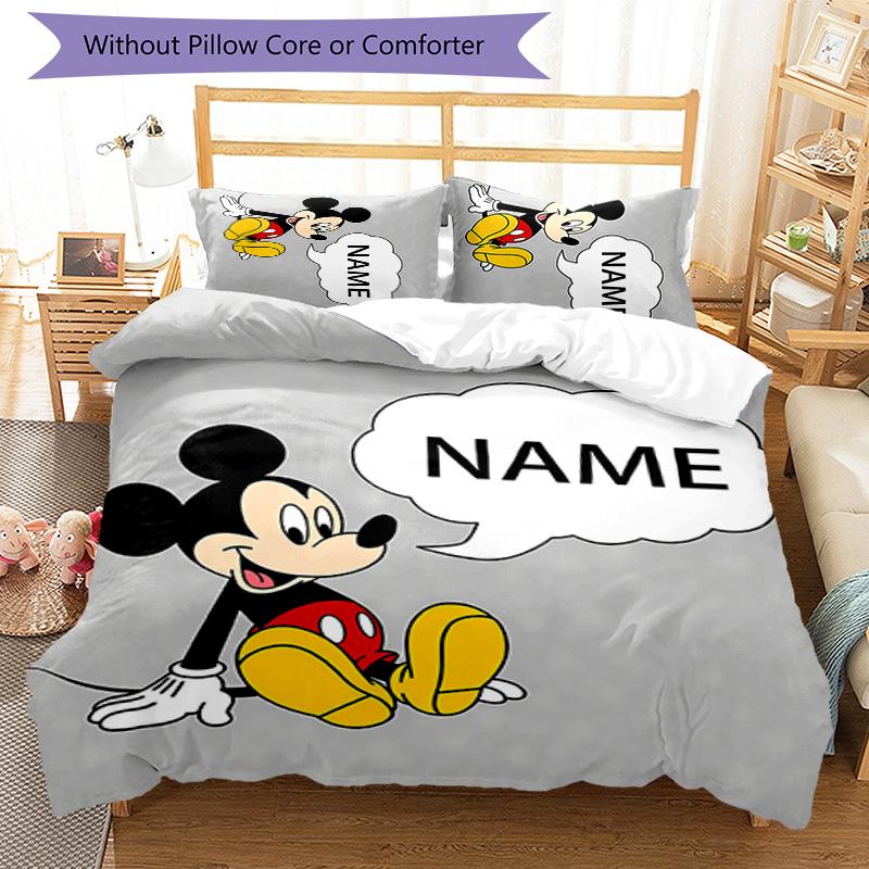 3pcs Mickey1 Cover Set - Personalized Name, HD Printed Bedding with 1 Cover and 2 Pillowcases - Perfect for Home Decor, Easy Care