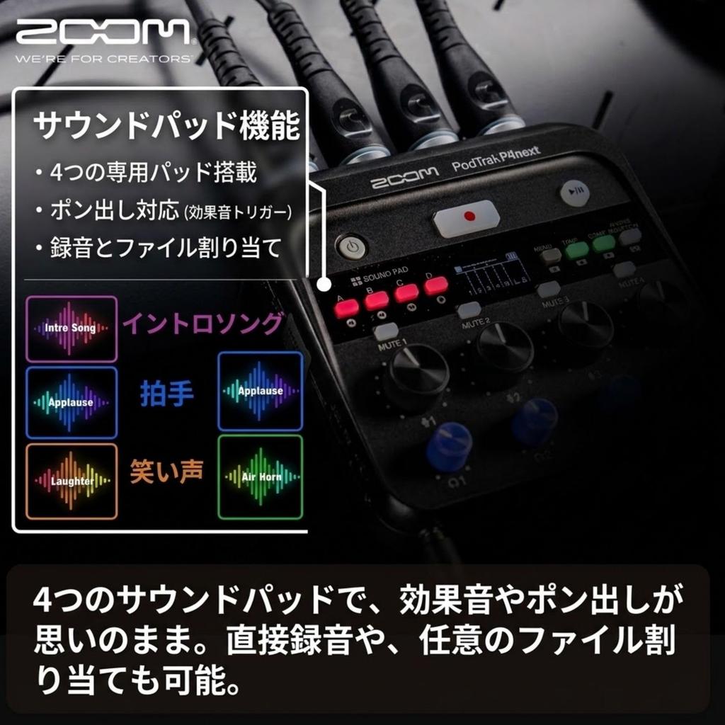 ZOOM P4 Next Podcast Recorder, Black, 4 XLR Inputs