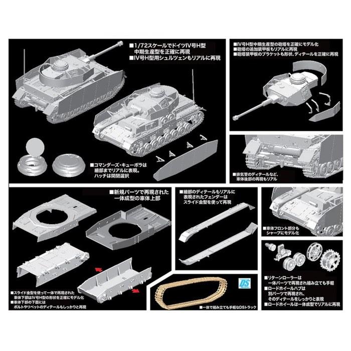 Platz Dragon 1/72 WWII German Panzer IV Ausf.H Mid-Production Plastic Model Kit DR7279 Molded Color