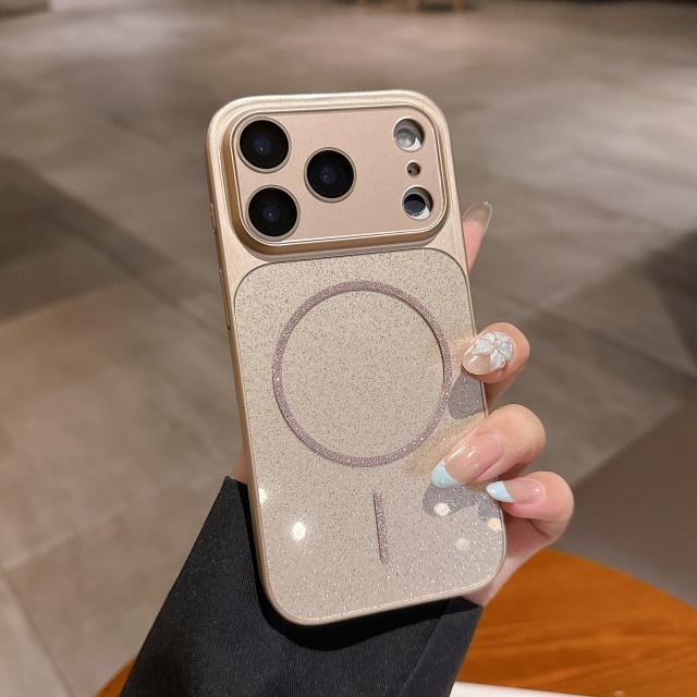 For For Iphone 16 17 Pro Max  Flash  Magnetic Soft Silicone Frame Phone Case For For Iphone 13 14 15 Lens Protective Cover