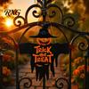Trick or Treat Door Decor Halloween Wooden Hanging Sign, Scarecrow Pumpkin Wizard Ornament, Sign Plaque, Rustic Party Wall Hanger, Spooky Gift Themed