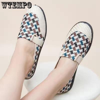 Весна-осень-лето с узором в старом Пекине, тканевая обувь, женские дышащие и удобные туфли без шнуровки на плоской подошве, обувь для мам