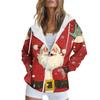 Women's Christmas Printed Sweatshirt  Winter Long Sleeve Cardigan Jacket With Pockets Zipper Hoodie Outerwear