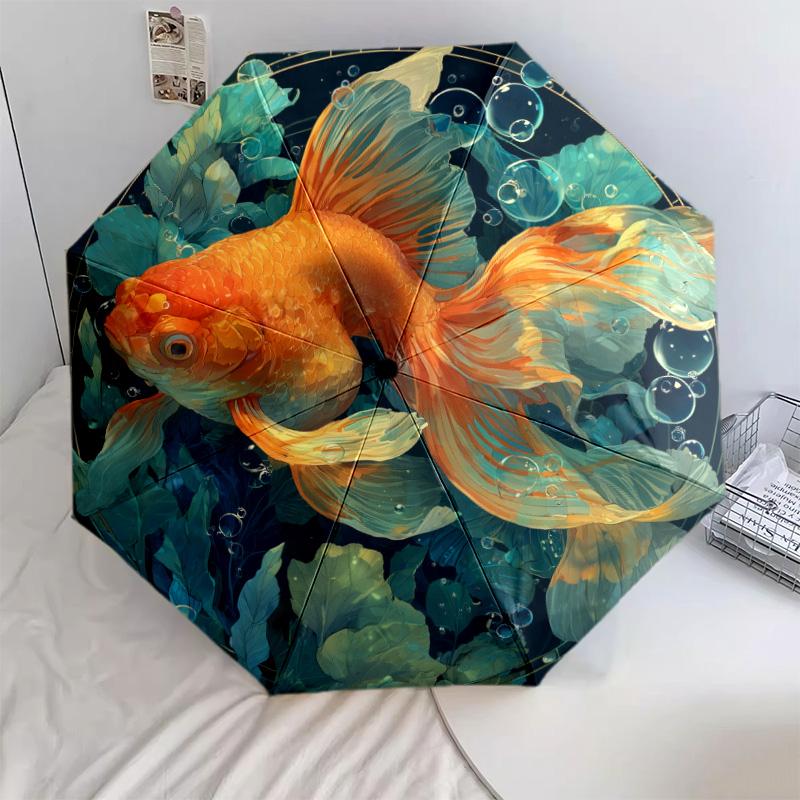 Рисунок "Морская рыба", автоматический складной зонт, портативная и складная конструкция, 8 спиц, рождественский или день рождения подарок.