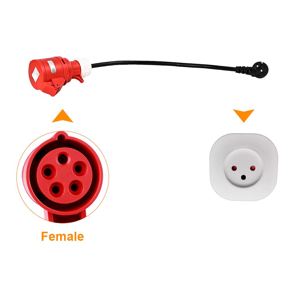 JDMEX CEE Female Plug For Portable EV Charger Schuko / Israel Plug Socket Adapter Connect with 16A/32A 1 / 3Phase 7KW /11KW