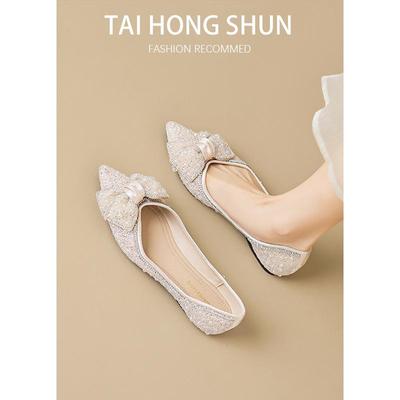 Изысканные французские туфли-слипоны на плоской подошве с бантом и стразами для женщин - Осенний сказочный стиль