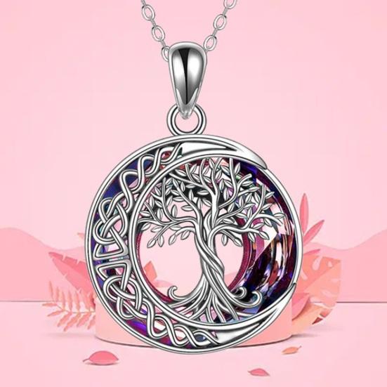 Ожерелье с подвеской «Дерево жизни», искусственный кристалл, полая регулируемая цепочка, символизирующая удачу, здоровье, рост, подарок на день рождения, годовщину, ожерелье в виде ключицы