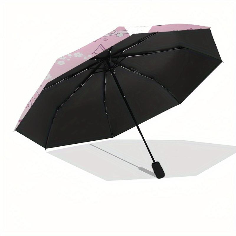 My Melody,April Automatic Folding Umbrella Simple 8 Rib Design, Bright Cartoon Pattern, Durable Iron Frame, Suitable For Travel, Outdoor, Be