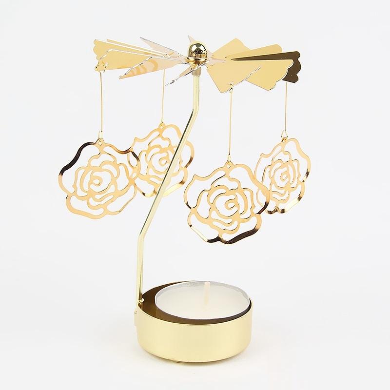 Gol2026 Christmas Tree Snowman Santa Birthday Angel Fairy Spinning Rotating Carousel Candle Holder Tealight Drop Shipping