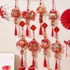 Красный Новогодний Благословенный Кулон Вышивка Подвесные Украшения Фу 2025 Лунный Новый Год