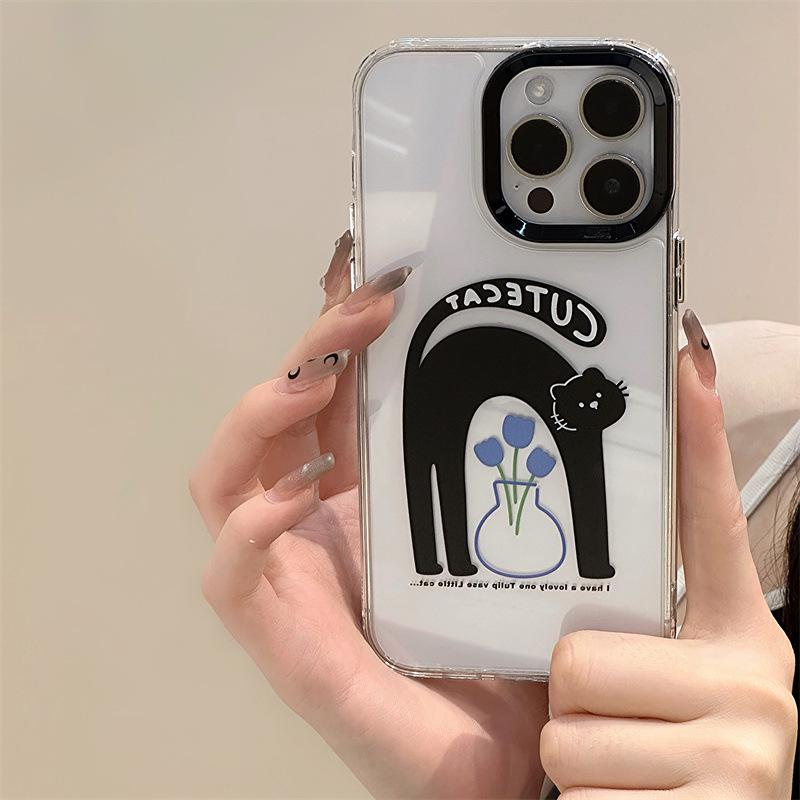 Zhitai Cartoon Silicone Case for Apple iPhone 12/13/14/15 Pro - Soft Acrylic Three-in-One Cover