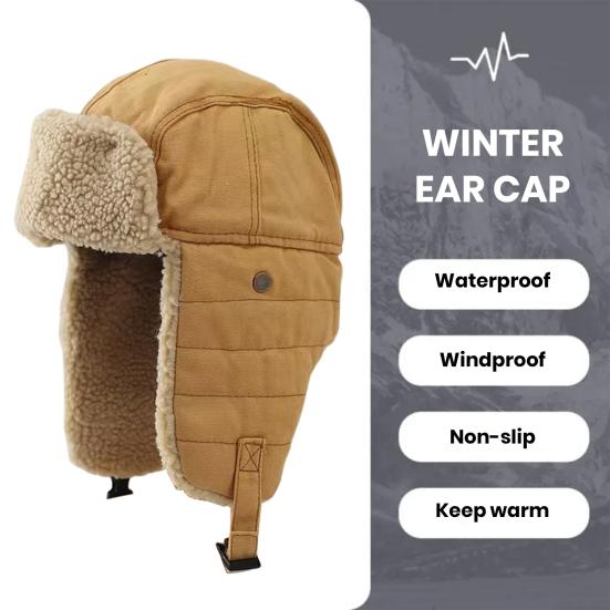 Unisex Winter Hat Thickened Fleece Lined Ear Protection Windoroof Buckle Fasten Heat Retention