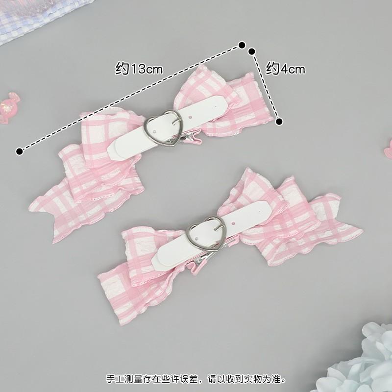 Handmade Bow Hair Clip Girls - Sweet Kawaii Japanese JK Lolita Side In Pastel Pink White Black Yellow