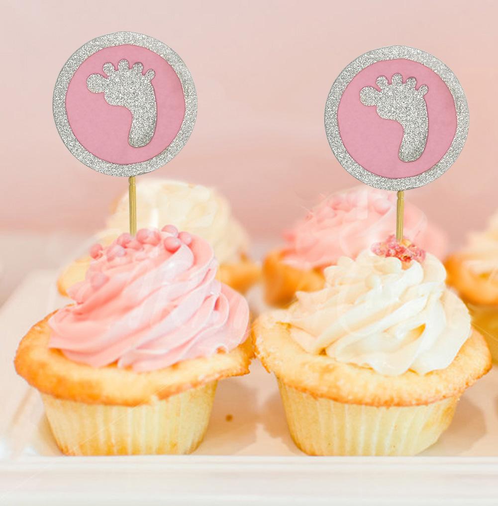 Дарлинг Сувенир| Блеск Baby Foot Baby Shower Toppers для капкейков | Десертные украшения - упаковка