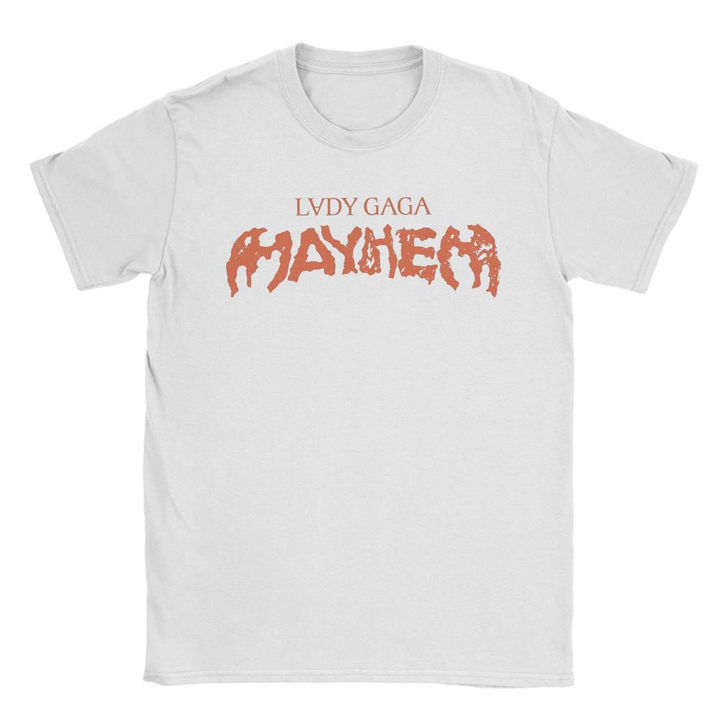 Lady Gaga Mayhem Album Logo T-Shirt for Men Hipster Cotton Tees Round Collar Short Sleeve T Shirt 4XL 5XL Clothes