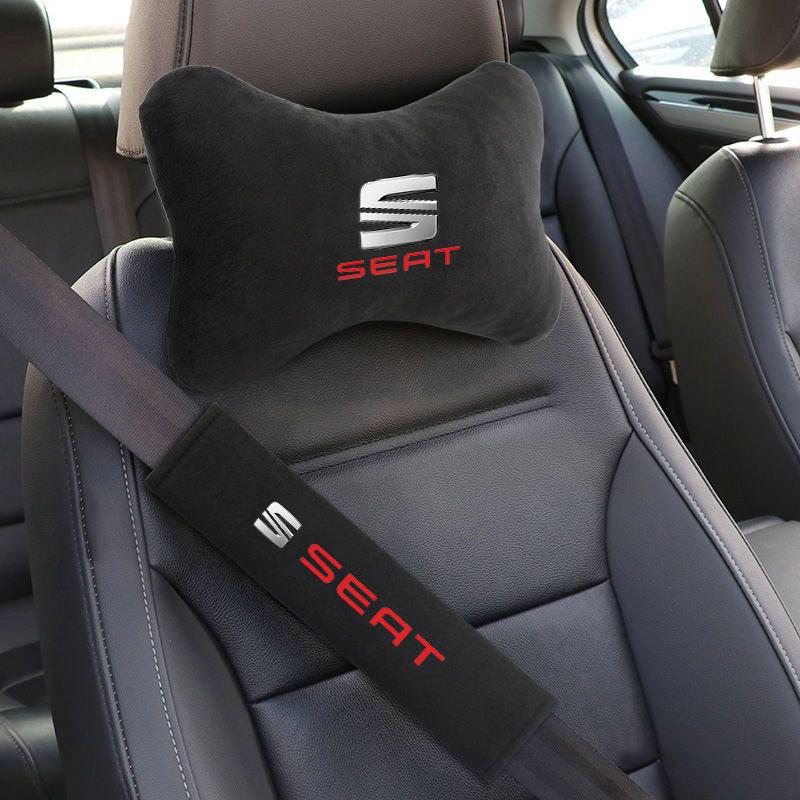 CUBE3 Car Headrest Rest Neck Pillow Cushion Seat Belt Shoulder Pad for Seat Leon Cupra Ateca Ibiza Arona Tarraco Alhambra Accessories