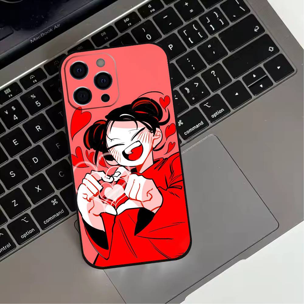 Милый чехол для телефона Pucca с сердечками для iPhone 17,16,15,14,13,12,11 Plus,Pro Max,XS, Мягкий силиконовый черный чехол