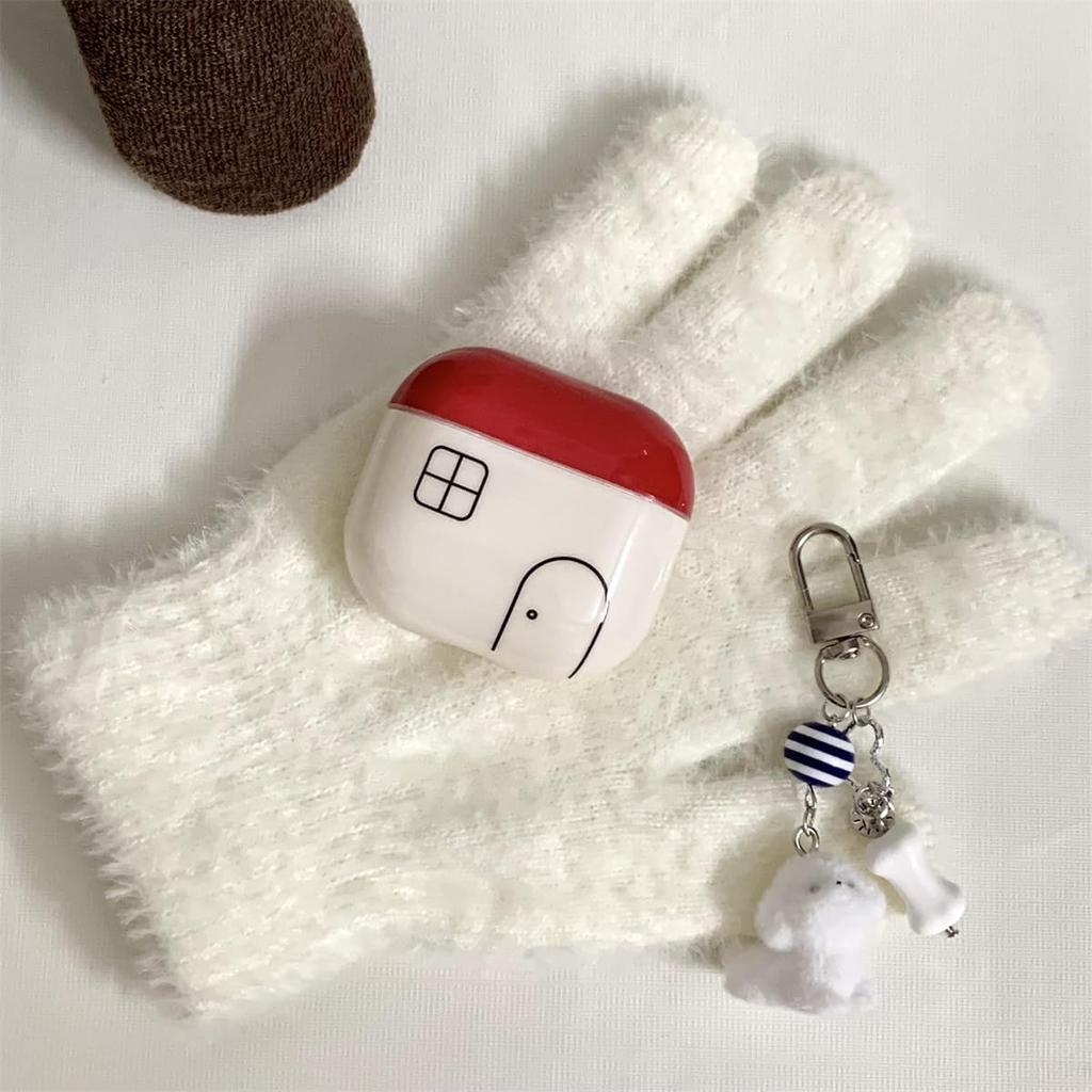 Earbuds Case for Airpods 4 with Keychain,Cute Cartoon Dog Puppy Pattern Design Shockproof Earphone Protective Shell Cover for Women Girly (Dog)