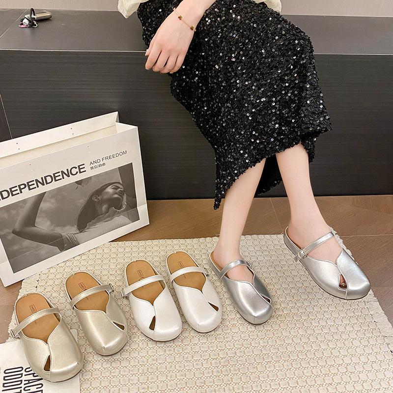 French Women's Summer Versatile Outer Wear Heightening Bag Head Retro Inner 2025 New Sandals Half Slippers One Pedal Lazy Shoes