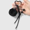 Black Braided Rope Keychain Three-Dimensional Love Ball Racket Cherry Charm Pendant Keyring  Simple Bag Decoration
