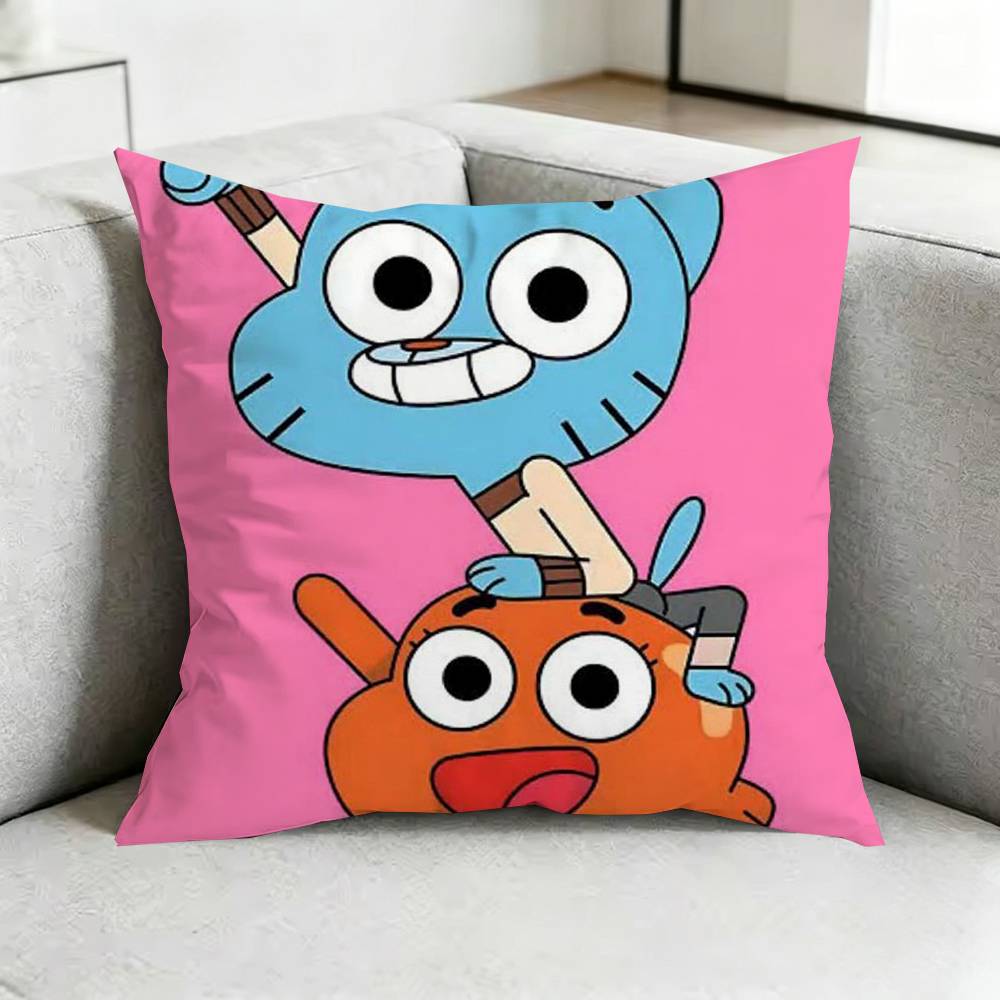 The Amazing World Of GumballL Square DoubleSided printed Pillow Case Bedroom Bedside Pillow Sofa Cushion Cover Gift
