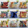 Creative Oil Painting Printed Decorative Pillowcase Bedroom Living Room Square Cushion Pillowcase