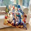 Festive Rabbits with Holiday Decor Pattern Blanket Flannel Material Soft Warm for All Seasons Home Outdoor Camping Picnics RV