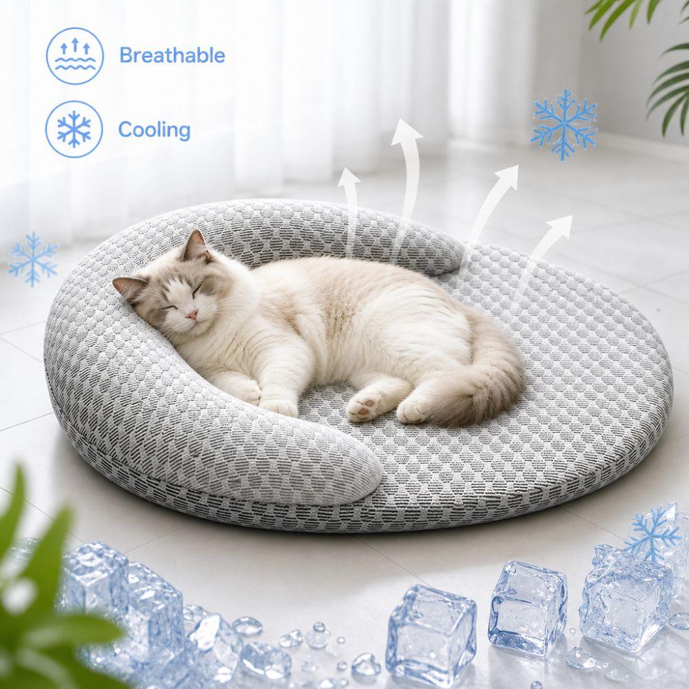 Oval Summer Cooling Dog Bed Ice Silk Pet Nest New Cat Cooling Pad For Small Medium Large Pet