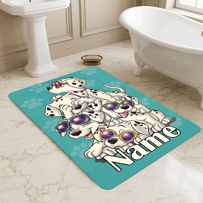 Personalized Name Dalmatian Pile Living Room Non-Slip Area Rug Soft Carpet for Bedroom Kids Playroom Sofa Office Home Decor Doormat