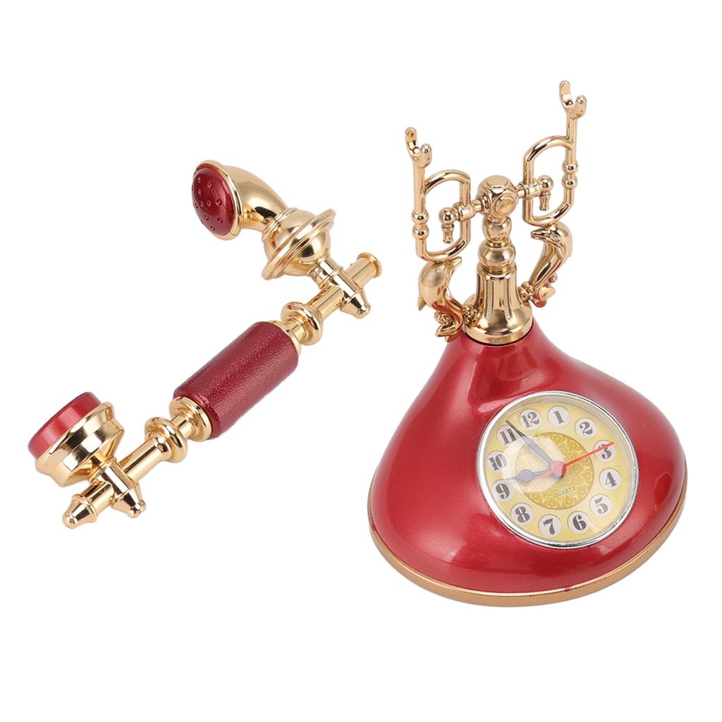Vintage Telephone Alarm Clock Unique Elegant Accurate Time Bedside Clock Decoration for Home Cafe