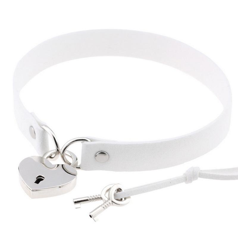 Ожерелье-колье с воротником, открывающееся сердце любовника, замок с замком, подвески из искусственной кожи, панк, готическая Лолита, воротник, ожерелья, готические украшения, Валентина, пара