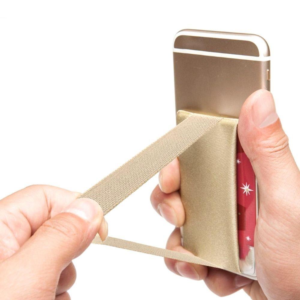 Anti-fall Elastic Band Cell Phone Card Holder Business Credit Pocket Credit ID Card Case