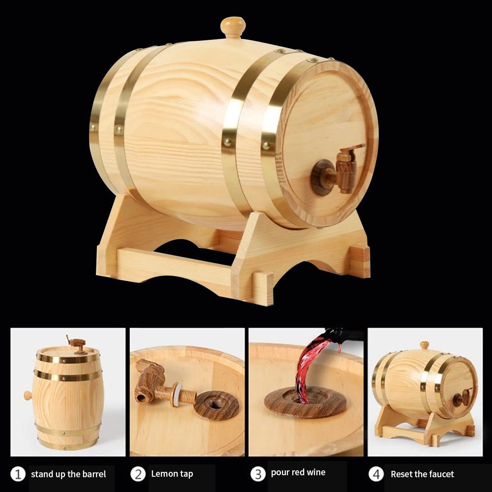 Домашнее пивоваренное деревянное винное бочонок сосновое пивоваренное оборудование для красного вина пивной бочонок кран дозатор ромовый горшок виски вино своими руками 1,5/3 л барный инструмент