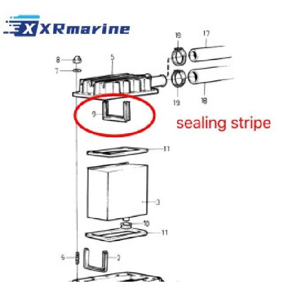 FlFlexible Sealing Strip 847573 for Volvo Penta AD31 41 / KAD32 42 / KAMD42 43/MD31/ SP-A / TAMD31 41 42 / TMD31 41
