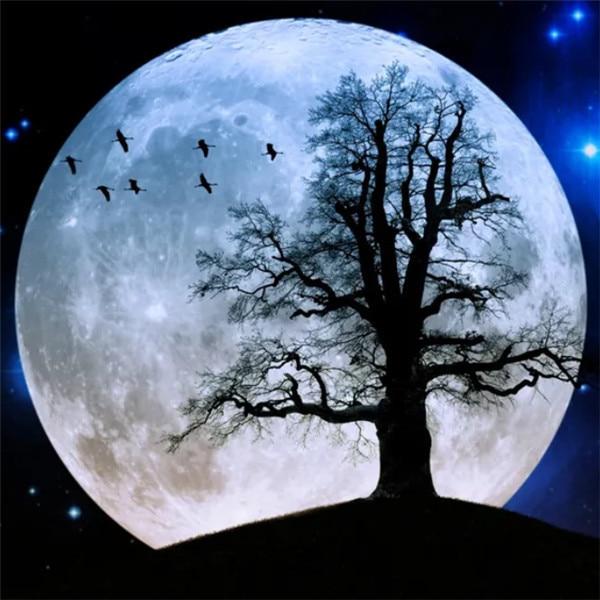 Алмазная картина, новый пейзаж, дерево, 5D DIY, Алмазная вышивка, распродажа, Луна, картины из стразов, мозаика, домашний декор