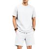 Men Casual Loose Textured Short Sleeve T Shirt And Shorts Two Piece Set