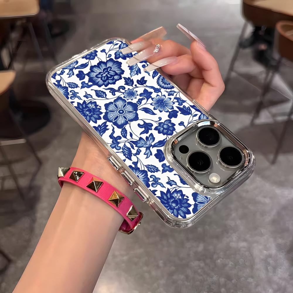 Восточный сине-белый чехол для телефона для IPhone 17 Air 16 15 14 13 12 11 Pro Pro Max Plus Прозрачная мягкая накладка